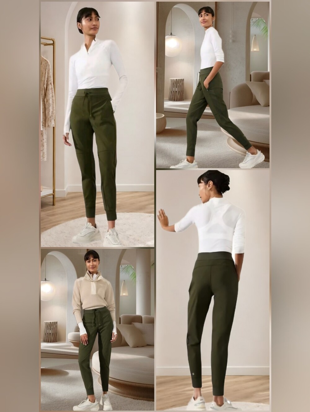 Athleta Headlands Hybrid Trek Mid-Rise Joggers-486183 Aspen Olive